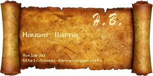 Hauser Barna névjegykártya